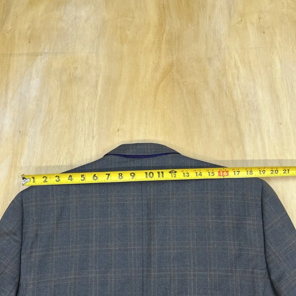 Ted Baker Suit 2Pc Set Mens 44L Long Wool Pants 37x31‎ Taper Gray/Brown Plaid